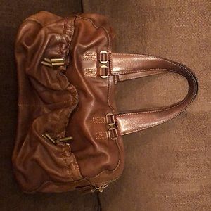 Donna Karan leather handbag w/copper hardware